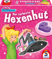 Hexenhut von Bibi Blocksberg in lila mit schwarzem Gürtel und goldener Schnalle