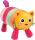 Kuschelkatze aus Plüsch in Patchwork-Design, 41cm groß.