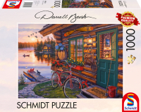 1000-teiliges Puzzle mit Motiv einer Seehütte und...