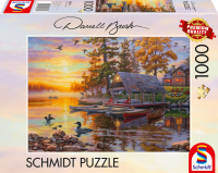 1000-teiliges Puzzle Bootshaus mit Kanus in detailreicher...