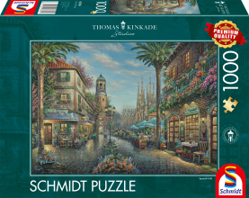 Puzzle Spanisches Straßencafé mit 1000 Teilen, detailreiches Motiv für stundenlangen Puzzlespaß.