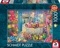 Puzzle mit Motiv eines bunten Blumenladens, 1000 Teile.