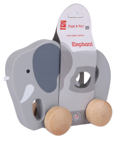Nachziehtier Elefant aus Holz mit bunten Farben und...