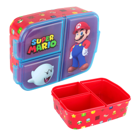 Brotdose Super Mario mit dreigeteiltem Innenraum und coolem Motiv.