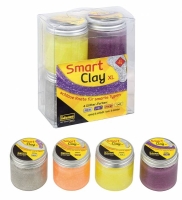 Idena XL Smart Clay Glitter, 4er Pack, je 70g in Silber,...