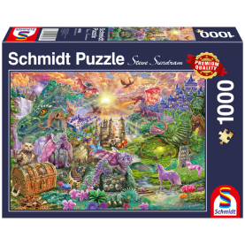 Puzzle Verzaubertes Drachenland mit 1000 Teilen und detailreichem Motiv.