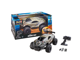 Gelbes RC-Car Desert Rat im Maßstab 1:10 mit vollgefedertem Fahrwerk und ferngesteuerter Steuerung.