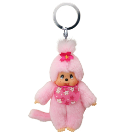 Monchhichi Plüschanhänger Mädchen Kirschblüte mit Latz rosa 10cm