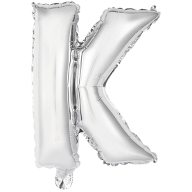 Mini-Folienballon Buchstabe K in Silber für besondere Anlässe und Dekorationen.