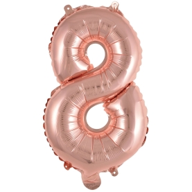 Roségoldener Folienballon in Zahlenform, Mini-Größe 35cm, perfekt für Geburtstagsdekorationen.
