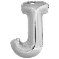 Silberner Folienballon in Form des Buchstaben J, 86cm...