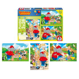 Puzzle Benjamin Blümchen im Zoo, 3x24 Teile, bunte Motive und kinderleichte Handhabung.