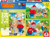 Puzzle Benjamin Blümchen im Zoo, 3x24 Teile, bunte Motive und kinderleichte Handhabung