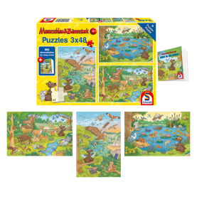 Puzzle Reise in die Natur mit 3 Motiven zu je 48 Teilen.