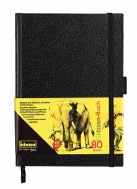 Schwarzes Skizzenbuch im A5-Format mit 160 Blatt, 110g FSC-Mix Papier.