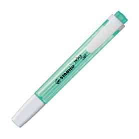 Türkiser Textmarker mit schräger Spitze und ergonomischem Design.