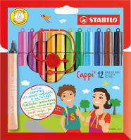 Bunte Filzstifte im 12er Etui mit praktischem Cappi gegen...