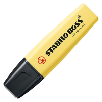 Gelber Textmarker von Boss mit pastellfarbener Kappe und...