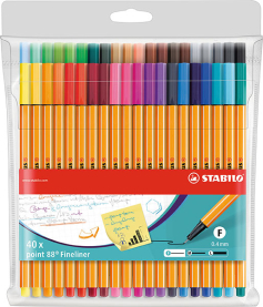 Blaue Fineliner im 40er Etui mit feiner Spitze für präzises Schreiben und Zeichnen.
