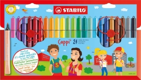 24er Etui mit Filzstiften in verschiedenen Farben und praktischem Cappi-Verschluss.