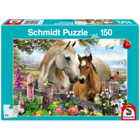 Puzzle mit Motiv einer Stute und einem Fohlen, bestehend aus 150 Teilen.