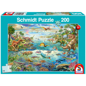 Puzzle Entdecke die Dinosaurier mit 200 Teilen und detailreichen Illustrationen.