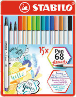 Buntes Set mit 15 Filzstiften Pen 68 Brush in einem...