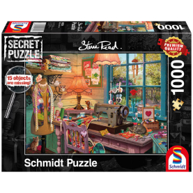 Puzzle Im Nähzimmer von Schmidt Spiele mit 1000 Teilen und detailreichem Motiv.