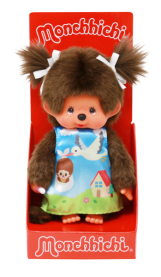 Monchhichi Plüschfigur Mädchen Storchenkleid braun 20cm