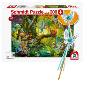 Puzzle Feen im Wald mit 200 Teilen, detailreiche Illustration mit zauberhaften Feen und Waldtieren.