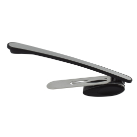Schwarzes LED Leselicht mit ausrichtbarem Design und flexibler Befestigungsoption.