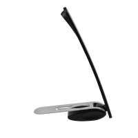 Schwarzes LED Leselicht mit ausrichtbarem Design und flexibler Befestigungsoption.