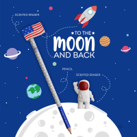 Graues Schreibtischset mit Mond- und Sternenmotiv,...