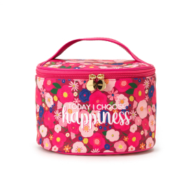 Beauty-Case mit Aufschrift Hello Beauty in Schwarz-Weiß und praktischem Reißverschluss.