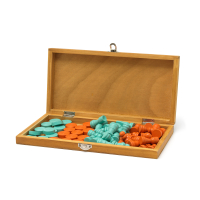 Schach- und Damespiel in einem, mit Legami Spielbrett und Figuren.