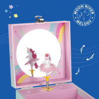 Rosa Schmuckkasten mit Spieluhr und floralem Design.