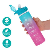 Motivierende Trinkflasche Love Yourself mit ansprechendem Design und praktischem Verschluss.