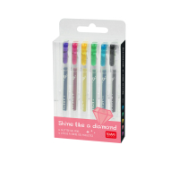 6er Set glitzernder Mini-Gelstifte in verschiedenen Farben mit funkelndem Effekt.
