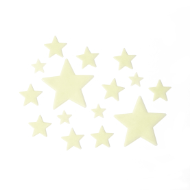 Selbstklebende Leuchtsterne Super Stars in verschiedenen Farben für eine stimmungsvolle Beleuchtung im Kinderzimmer.