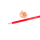 Roter Bleistift in Herzform mit dem Aufdruck Love at first write.