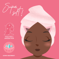 Rosa Turban-Handtuch für die Haare mit Aufschrift...