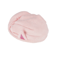 Rosa Turban-Handtuch für die Haare mit Aufschrift Love My Hair und dehnbarem Gummiband.