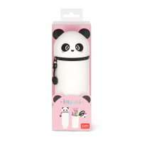 Legami 2-in-1 Federmäppchen aus Silikon mit Kawaii Panda-Motiv und praktischem Reißverschluss.