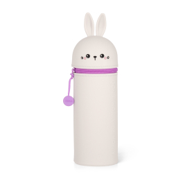 2-in-1 Federmäppchen aus Silikon mit Kawaii Bunny Motiv.