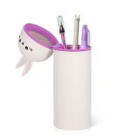 2-in-1 Federmäppchen aus Silikon mit Kawaii Bunny...