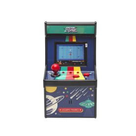 Kleiner Legami Mini-Arcade Videospielautomat mit Arcade-Zone-Grafikdesign.