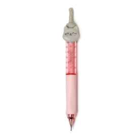 Pinkfarbener Druckbleistift mit süßem Katzenmotiv und ergonomischem Griff.