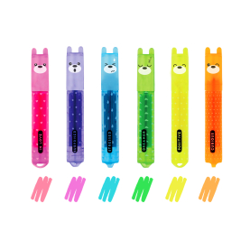 Legami Set mit 6 Mini-Textmarkern in verschiedenen Farben und niedlichem Teddybär-Design.