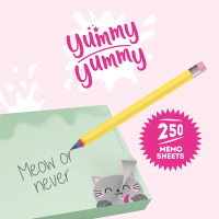 Notizzettelblock Yummy Yummy mit buntem Designs und...