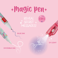 Transparenter magic Pen mit unsichtbarer Tinte und blauem...